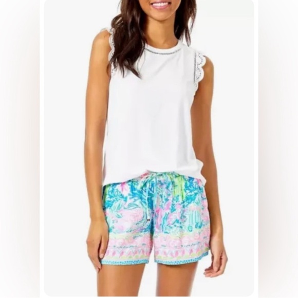 Lilly Pulitzer White Lace-Trimmed Agee Top Rare Sold out XL NWOT - Picture 1 of 8